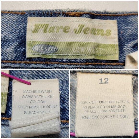 Old Navy Vintage 90s Y2K Low Rise Flare  Blue Jeans Denim Women's Distressed - Picture 11 of 13